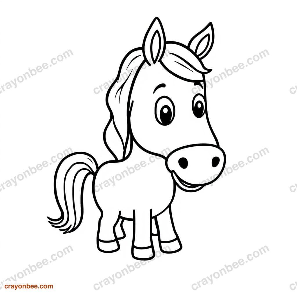 Letter H With Horse Coloring Page — Free Printable PDF