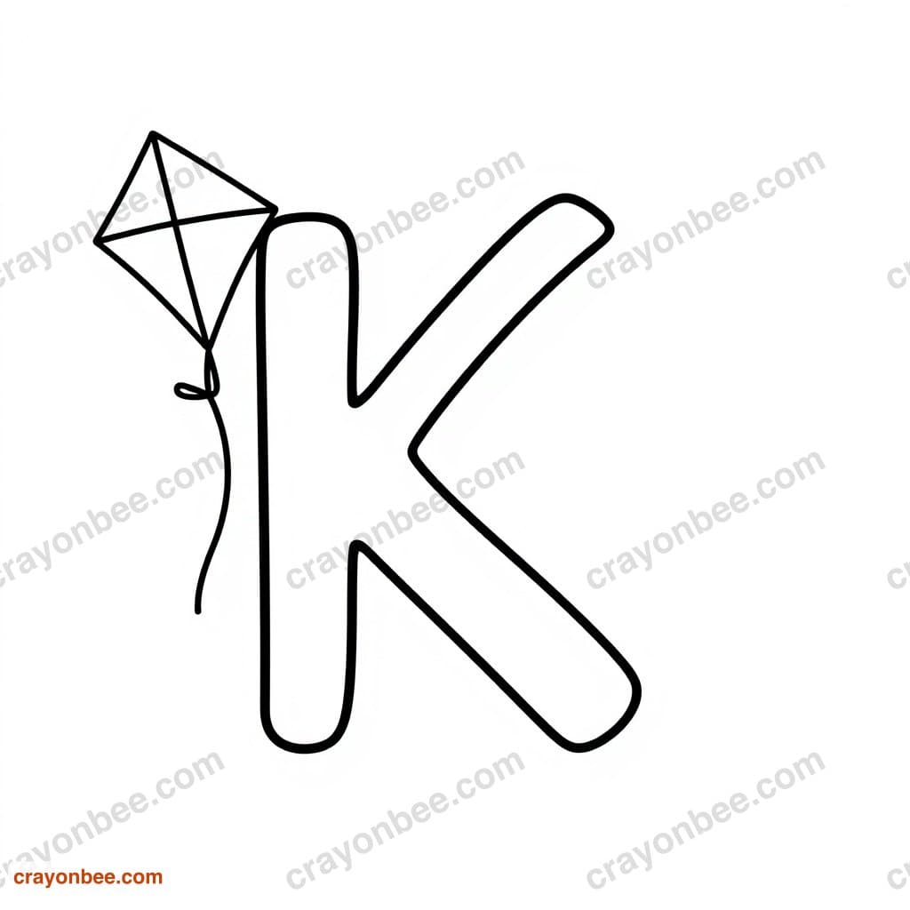 Letter K With Kite Coloring Page — Free Printable PDF