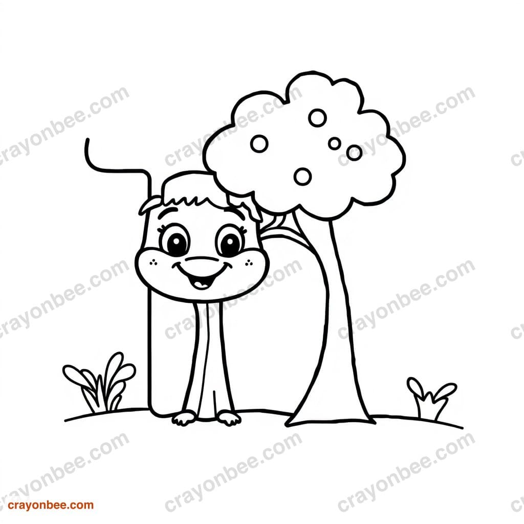 Letter T With Tree Coloring Page — Free Printable PDF