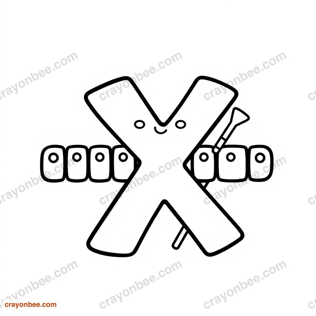 Letter X With Xylophone Coloring Page — Free Printable PDF