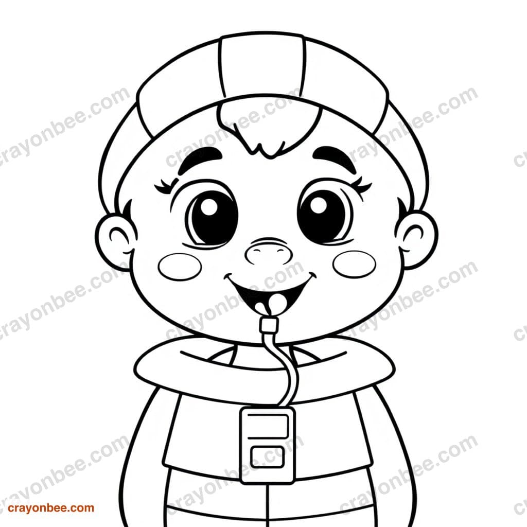 Lifeguard With Whistle Coloring Page — Free Printable PDF