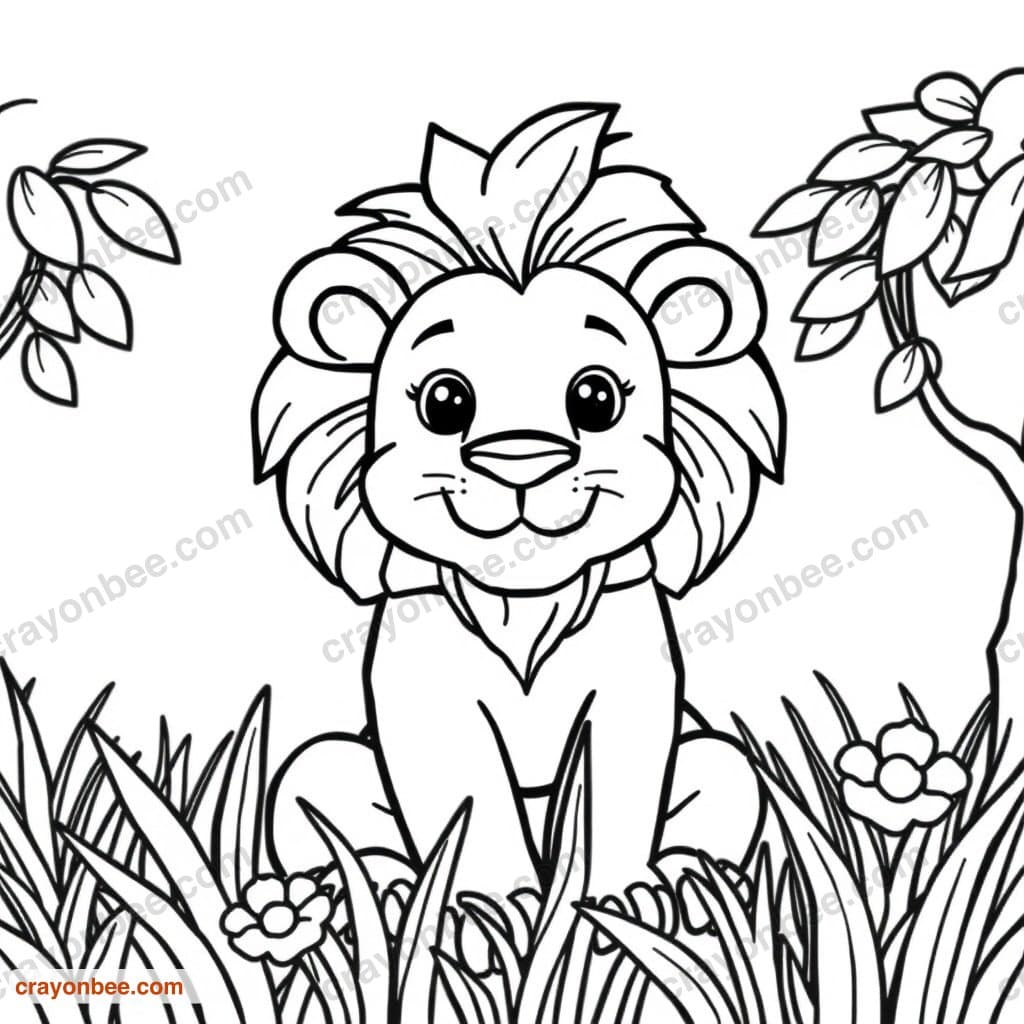 Lion In Savanna Coloring Page — Free Printable PDF