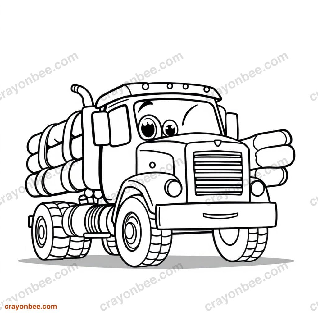 Logging Truck Coloring Page — Free Printable PDF
