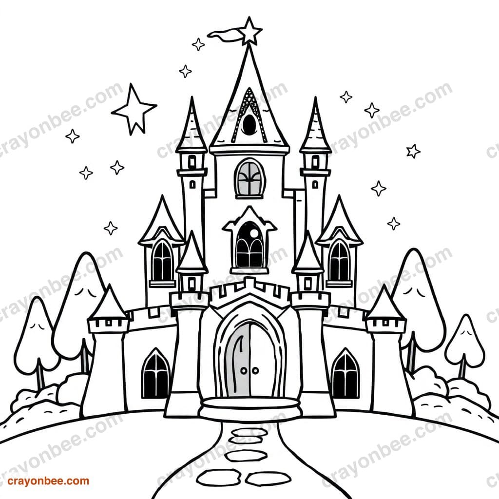 Magical Castle Coloring Page — Free Printable PDF