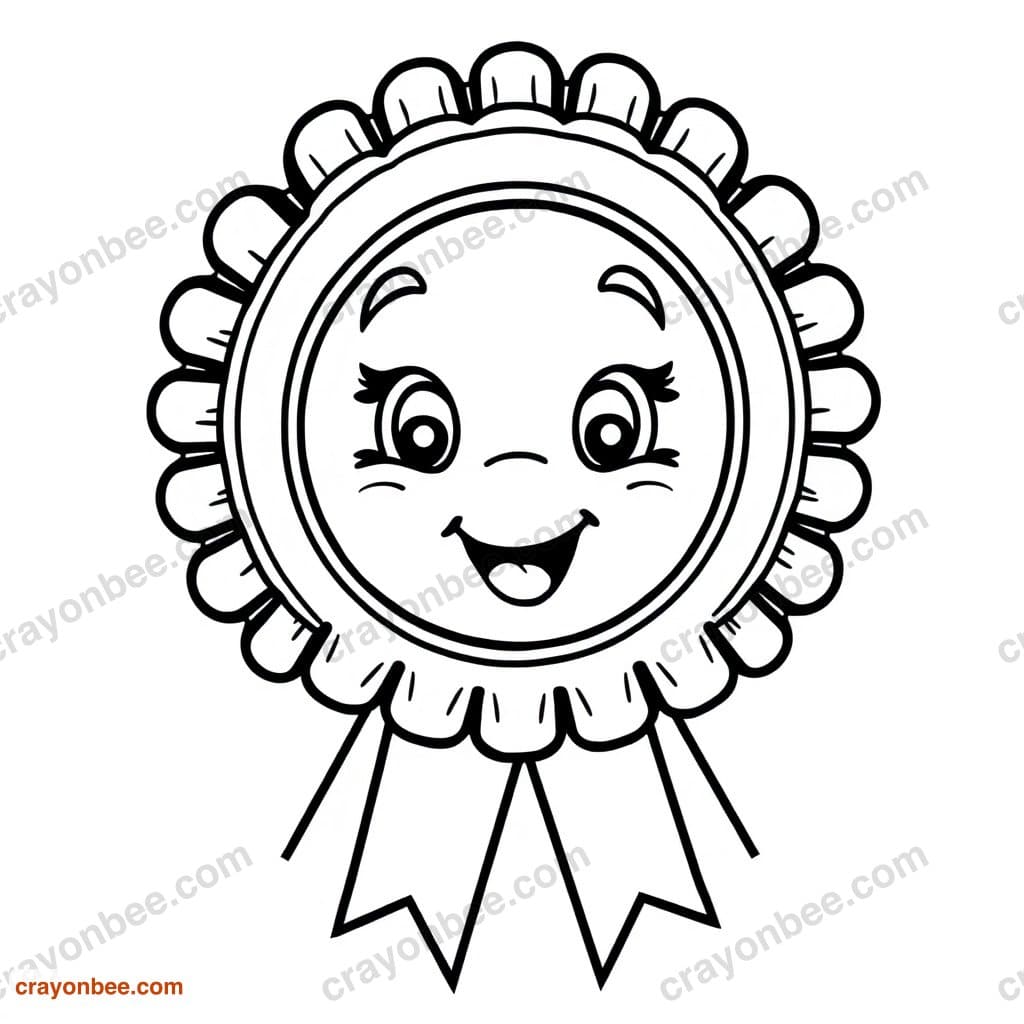 Medal Ribbon Coloring Page — Free Printable PDF