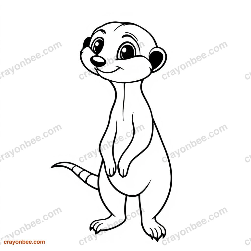 Meerkat Standing Coloring Page — Free Printable PDF