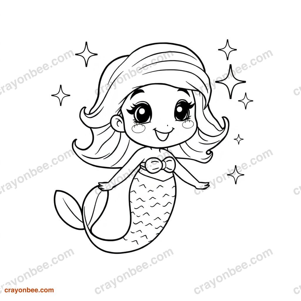 Mermaid Coloring Page — Free Printable PDF
