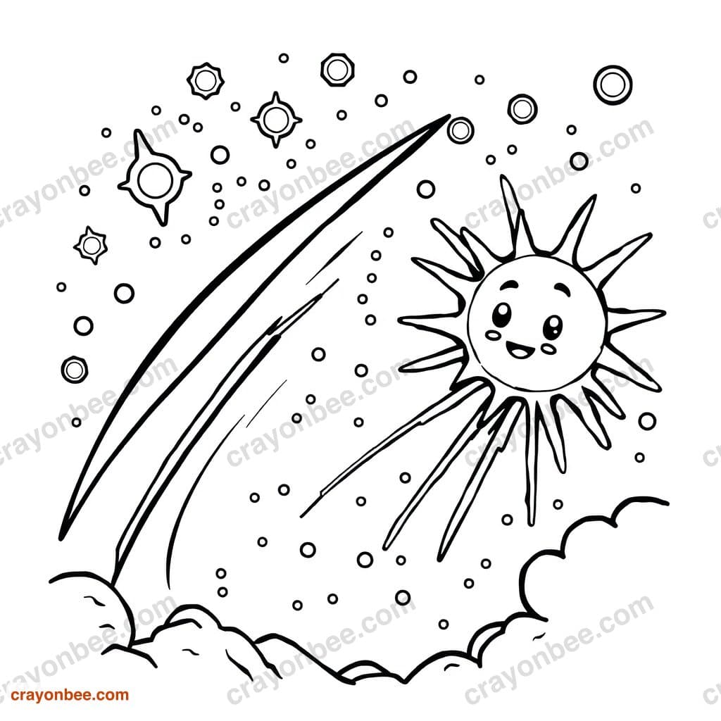 Meteor Shower Coloring Page — Free Printable PDF