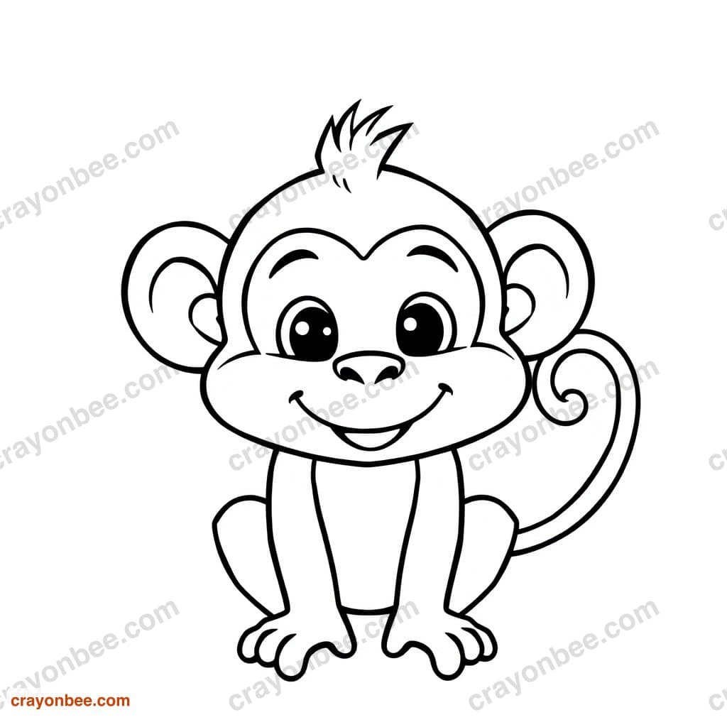 Monkey Coloring Page — Free Printable PDF