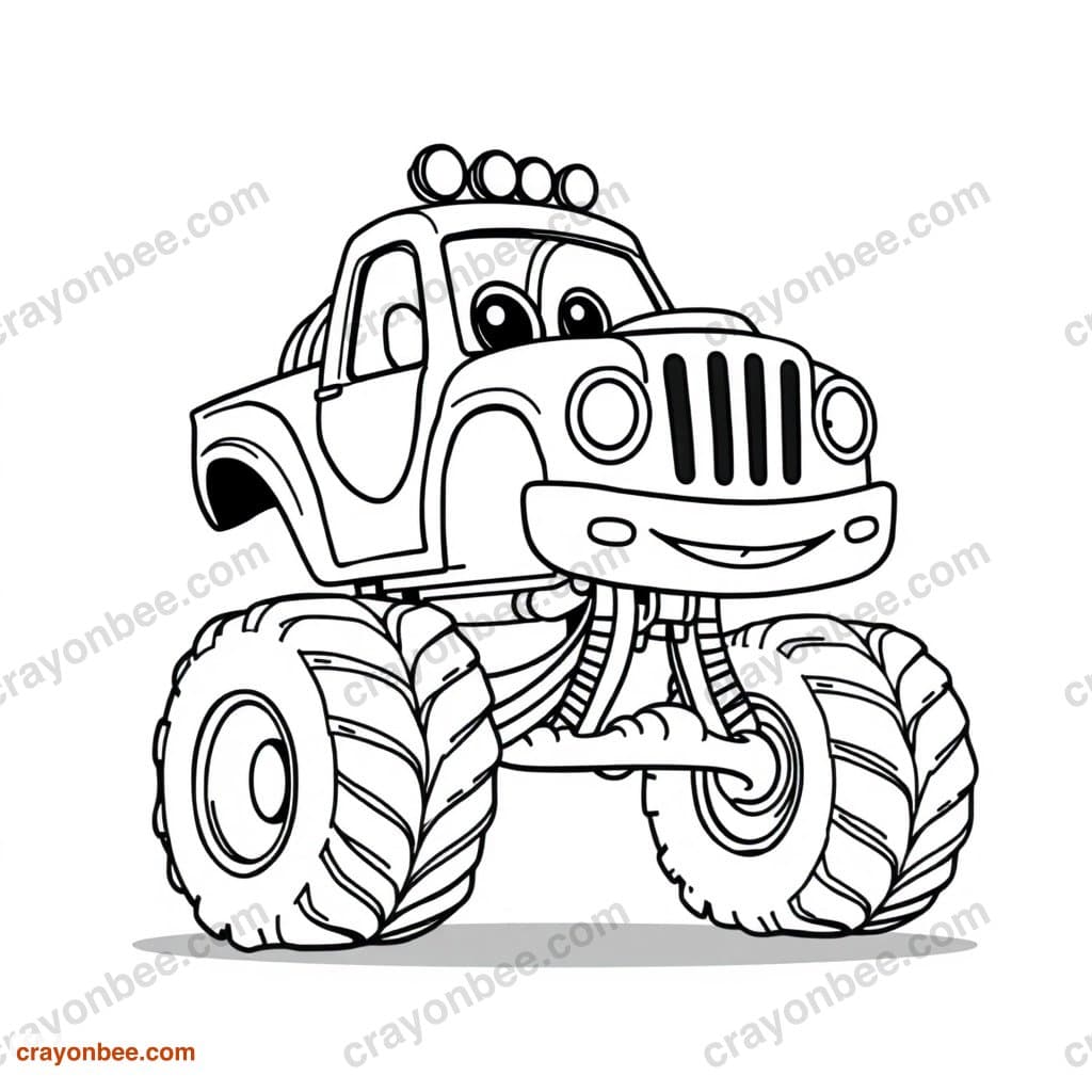 Monster Truck Coloring Page — Free Printable PDF