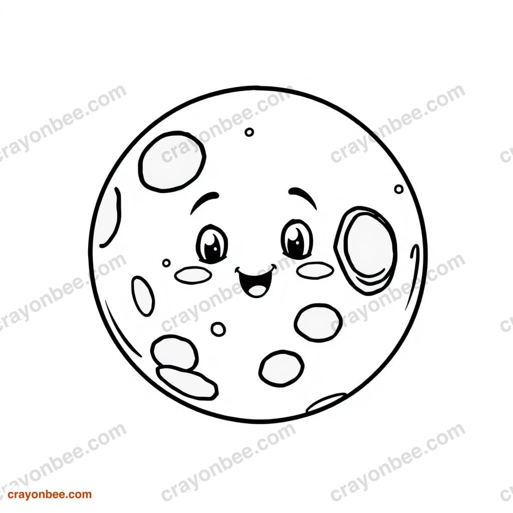 Moon With Craters Coloring Page — Free Printable PDF