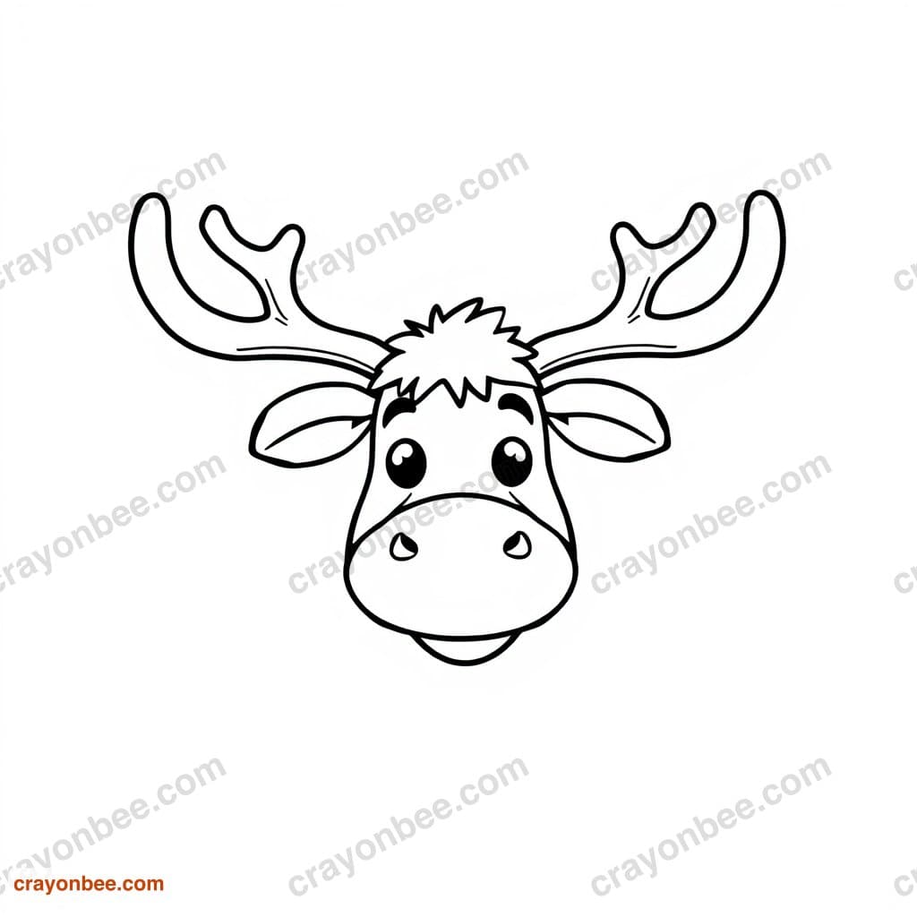 Moose With Antlers Coloring Page — Free Printable PDF