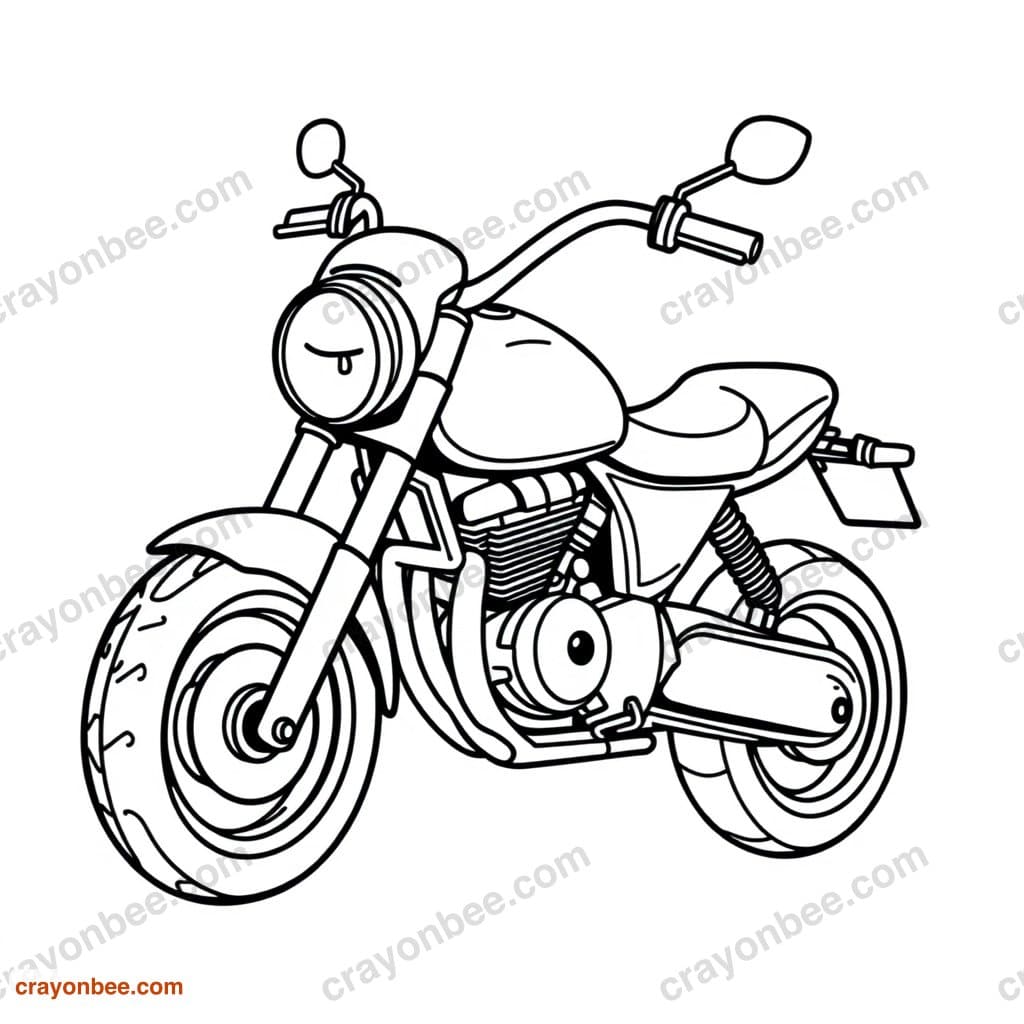 Motorcycle Coloring Page — Free Printable PDF
