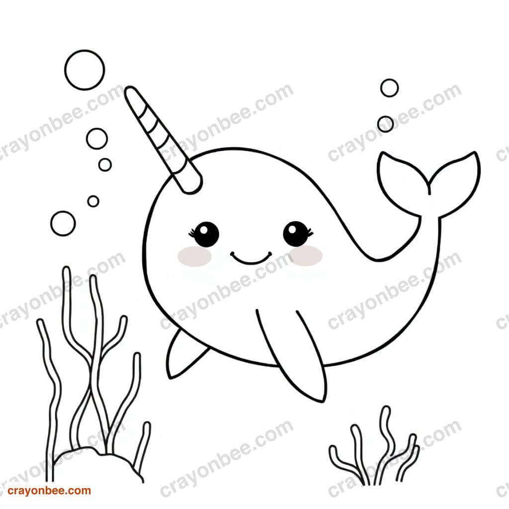 Narwhal Coloring Page — Free Printable PDF