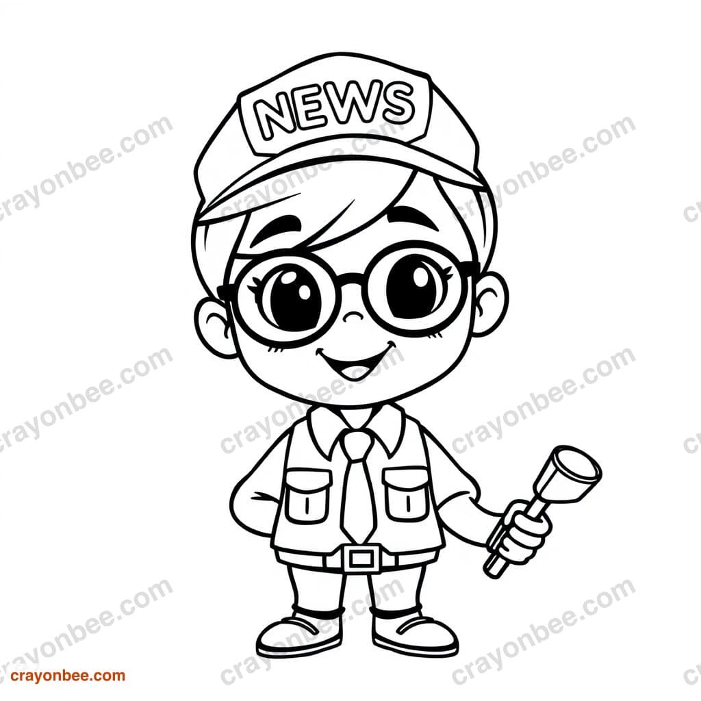 News Reporter Coloring Page — Free Printable PDF