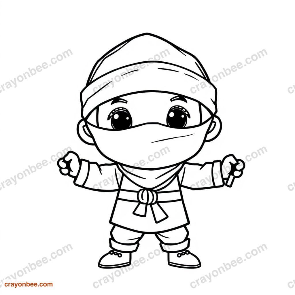 Ninja Coloring Page — Free Printable PDF