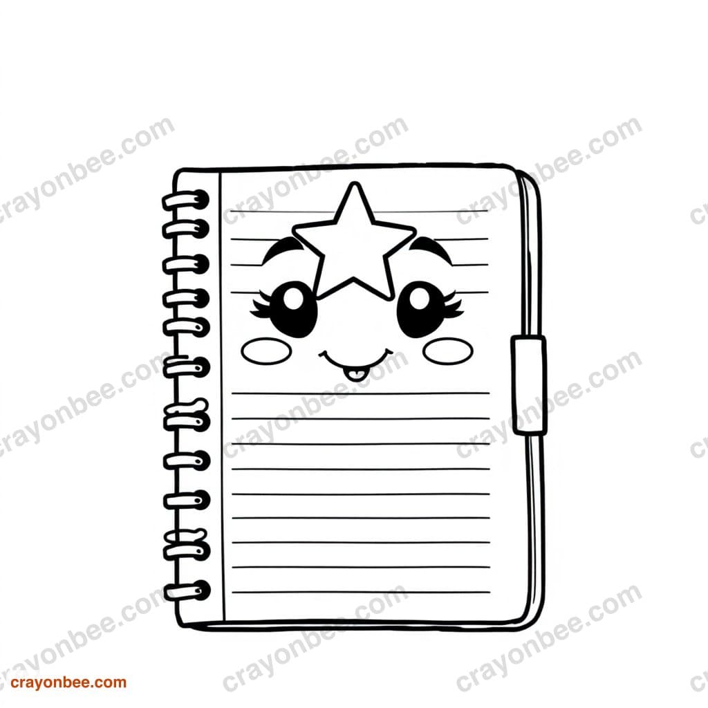 Notebook With Star Coloring Page — Free Printable PDF