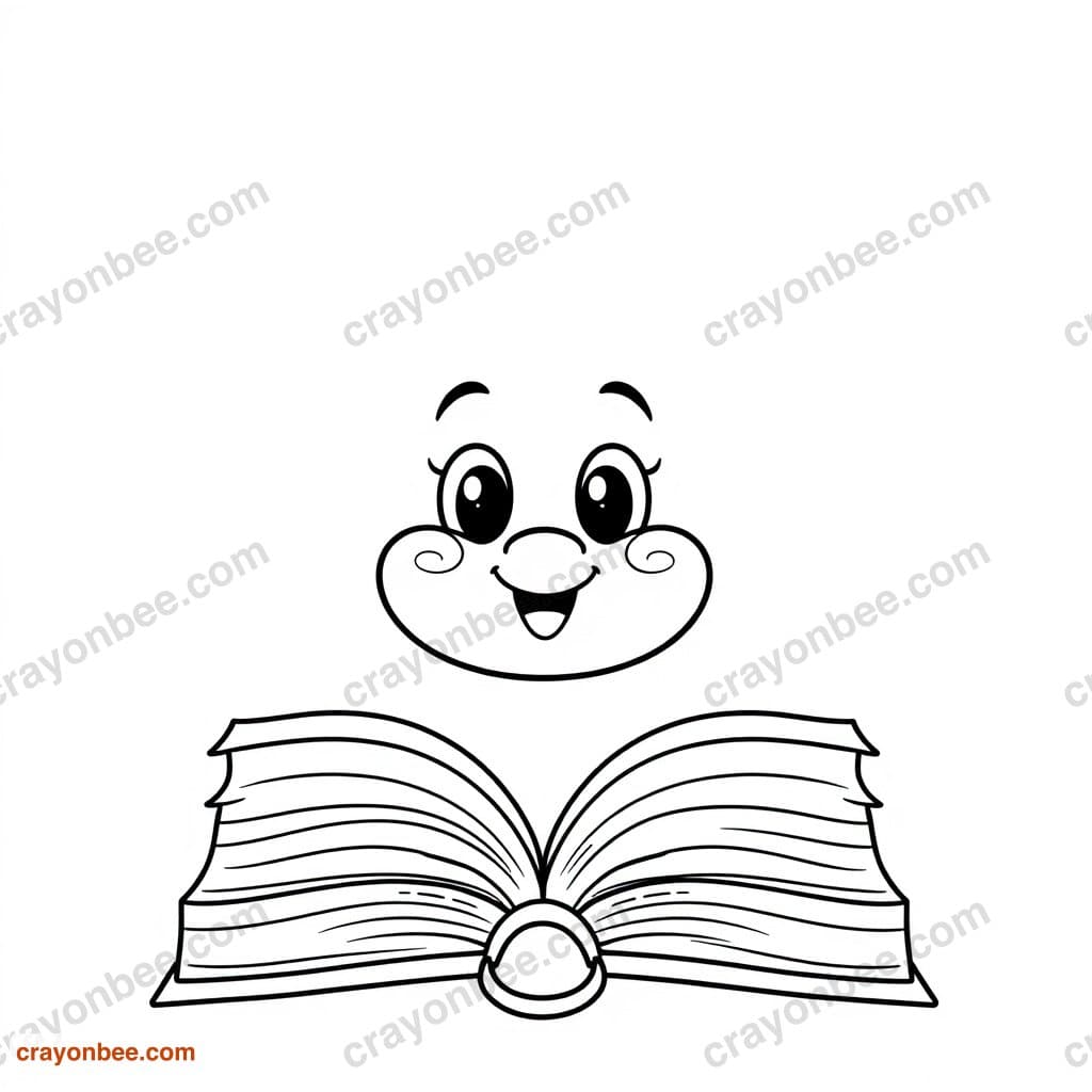 Open Book Coloring Page — Free Printable PDF