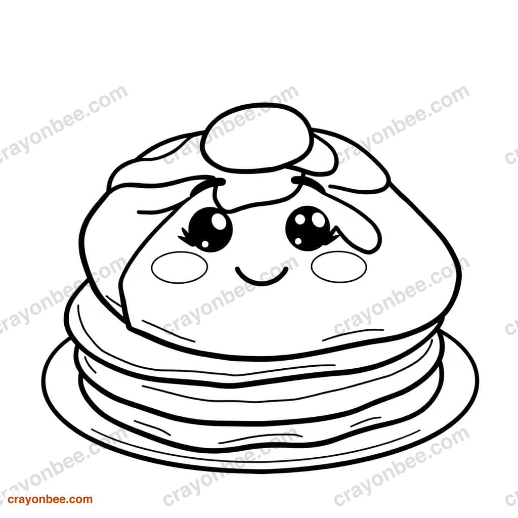 Pancakes With Syrup Coloring Page — Free Printable PDF