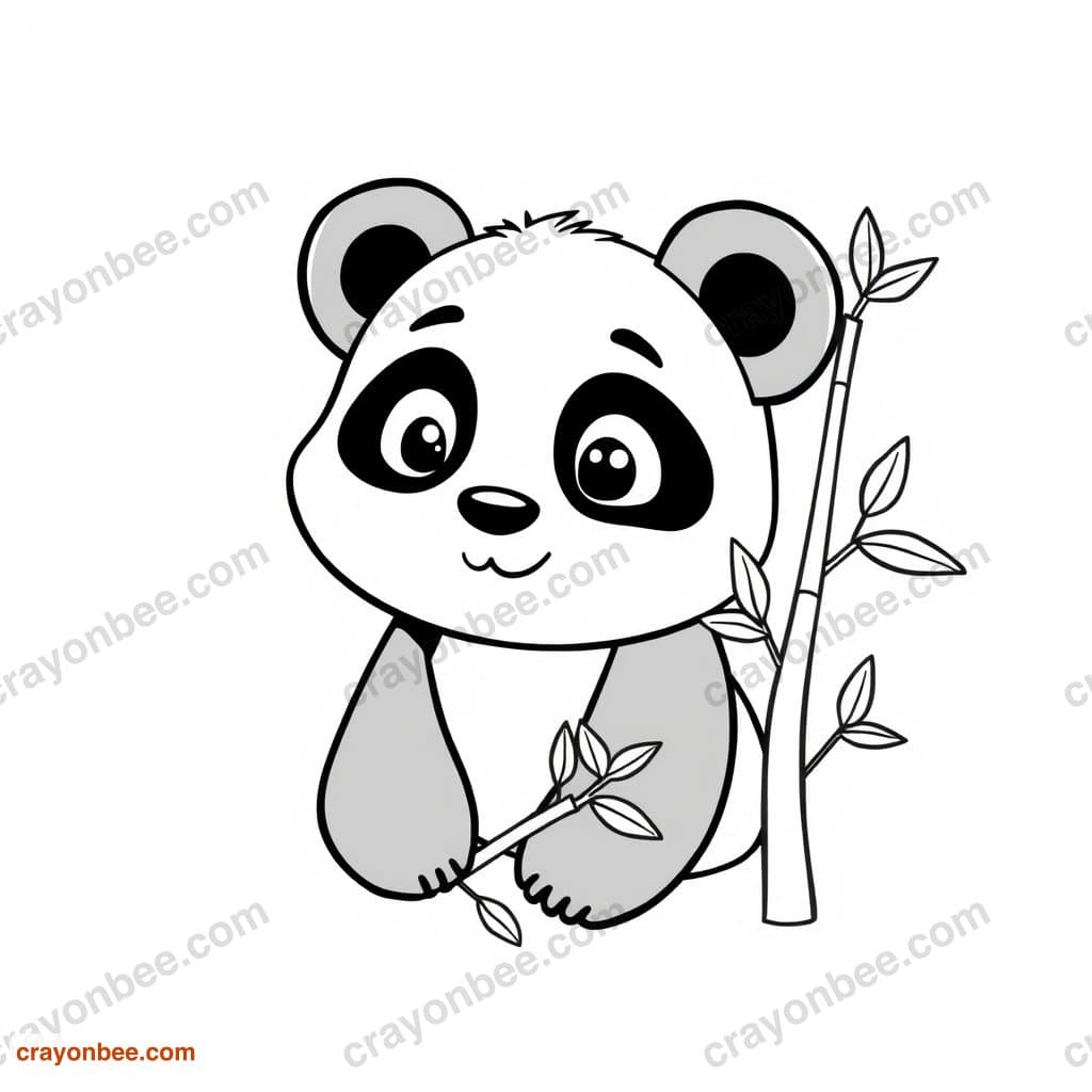 Panda With Bamboo Coloring Page — Free Printable PDF