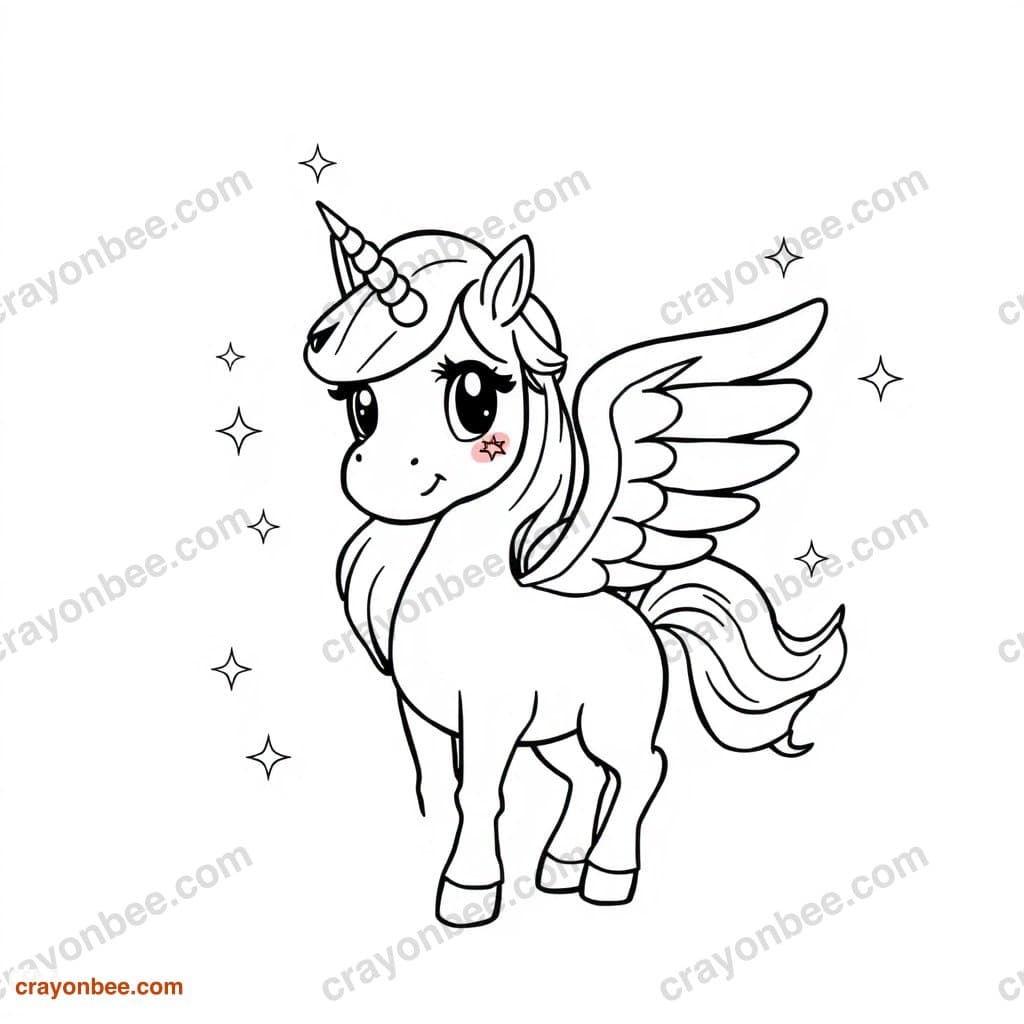 Pegasus Coloring Page — Free Printable PDF