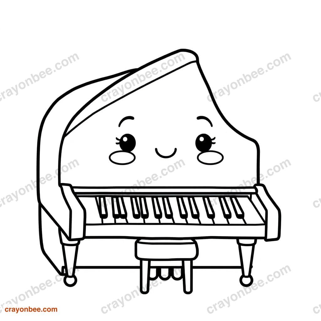 Piano Coloring Page — Free Printable PDF