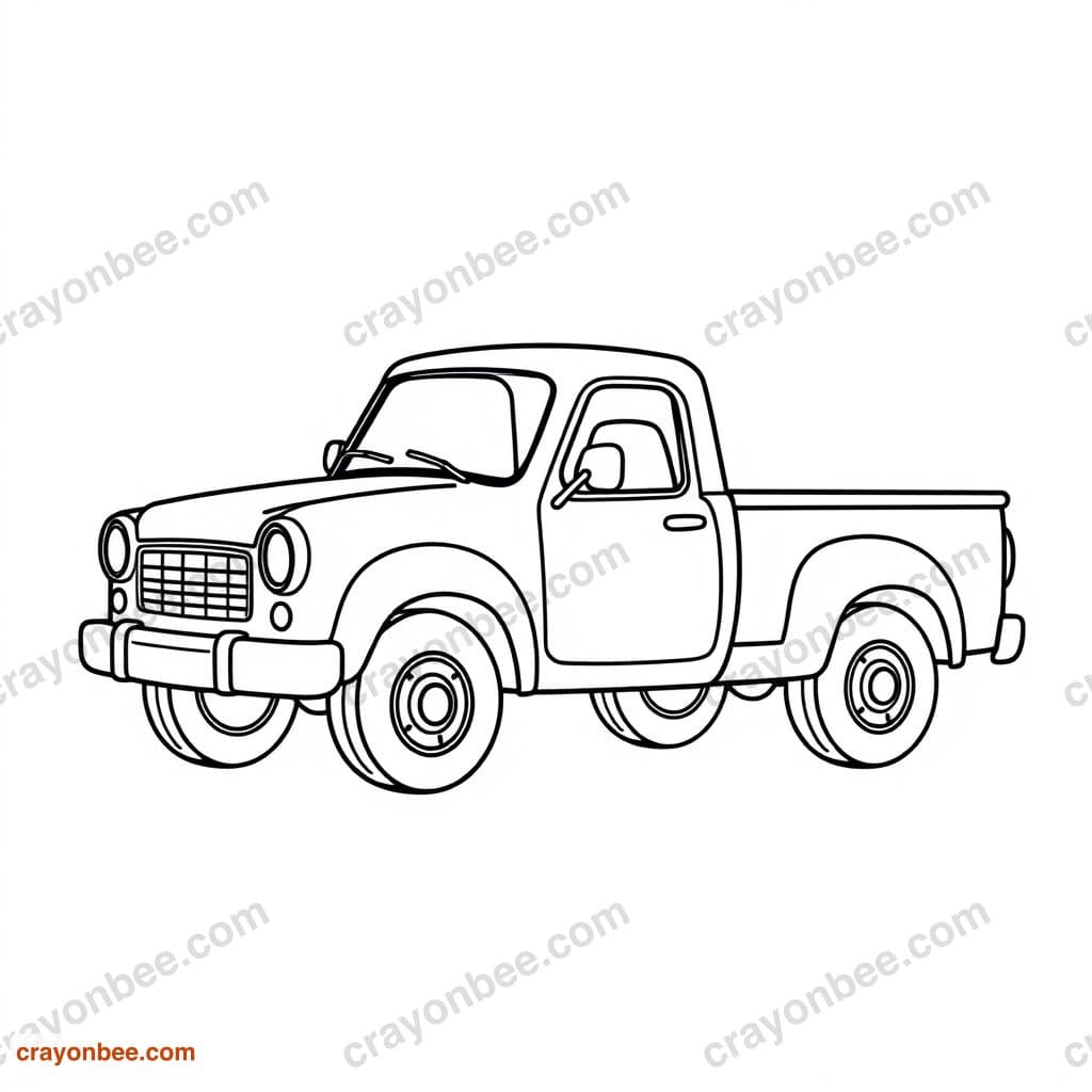 Pickup Truck Coloring Page — Free Printable PDF