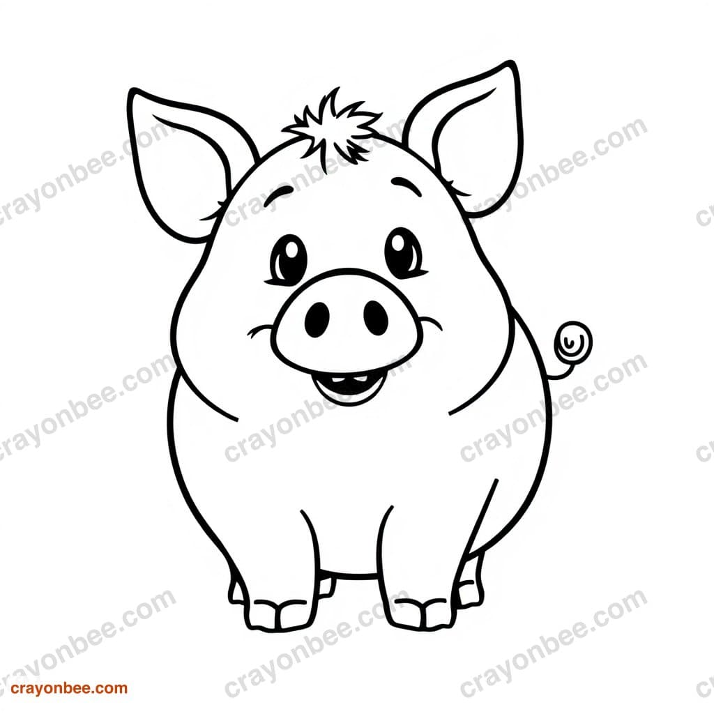Pig Coloring Page — Free Printable PDF