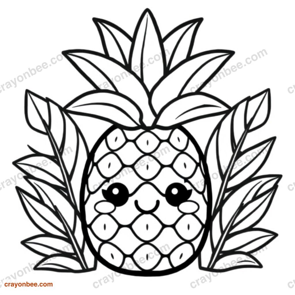 Pineapple Coloring Page — Free Printable PDF