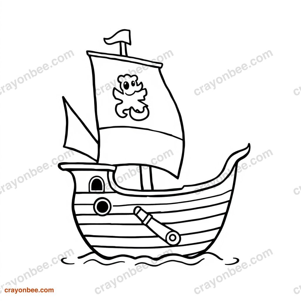 Pirate Ship Coloring Page — Free Printable PDF