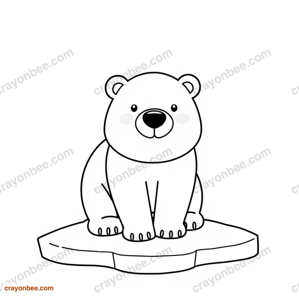 Polar Bear On Ice Coloring Page — Free Printable PDF