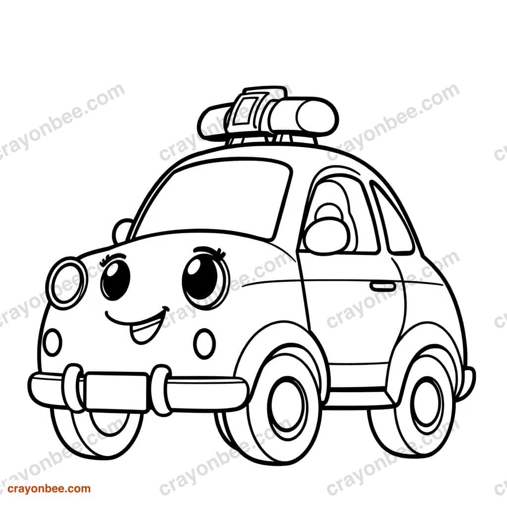 Police Car Coloring Page — Free Printable PDF
