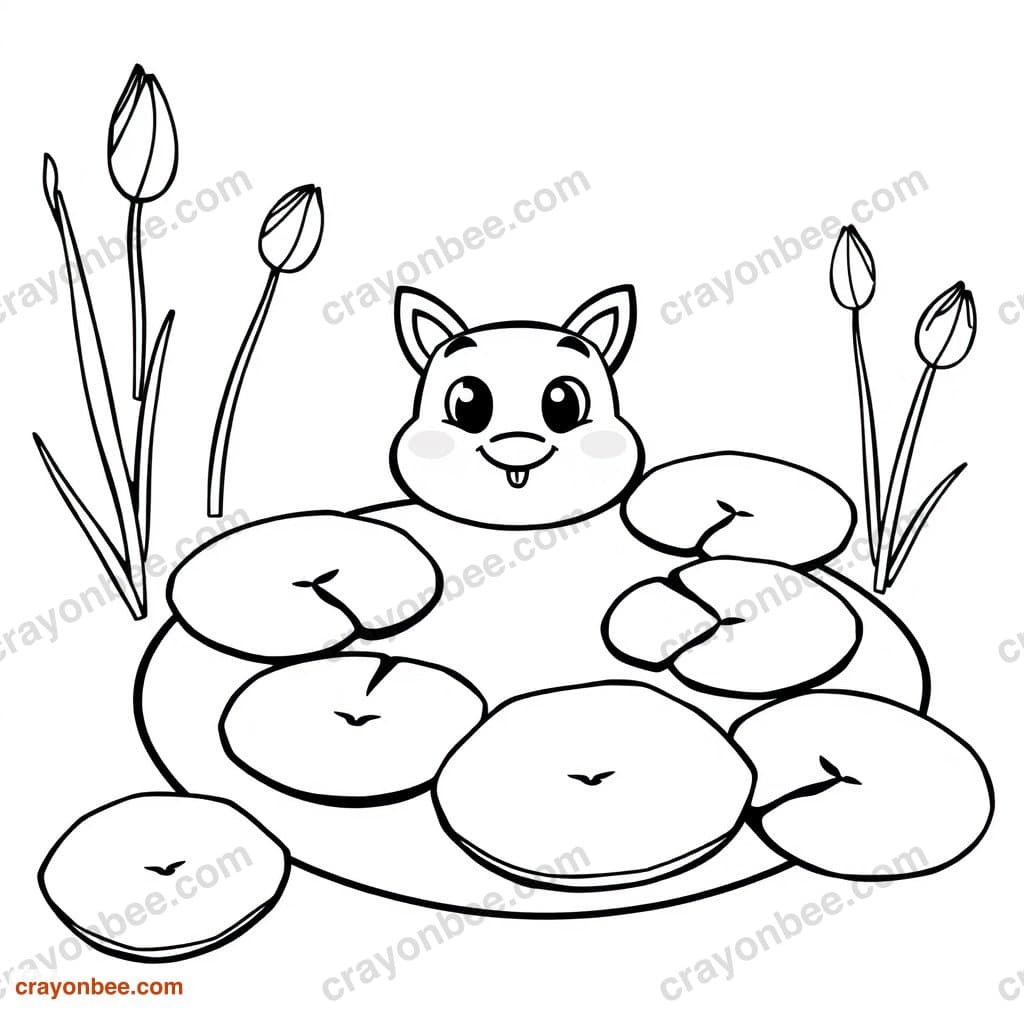 Pond With Lily Pads Coloring Page — Free Printable PDF