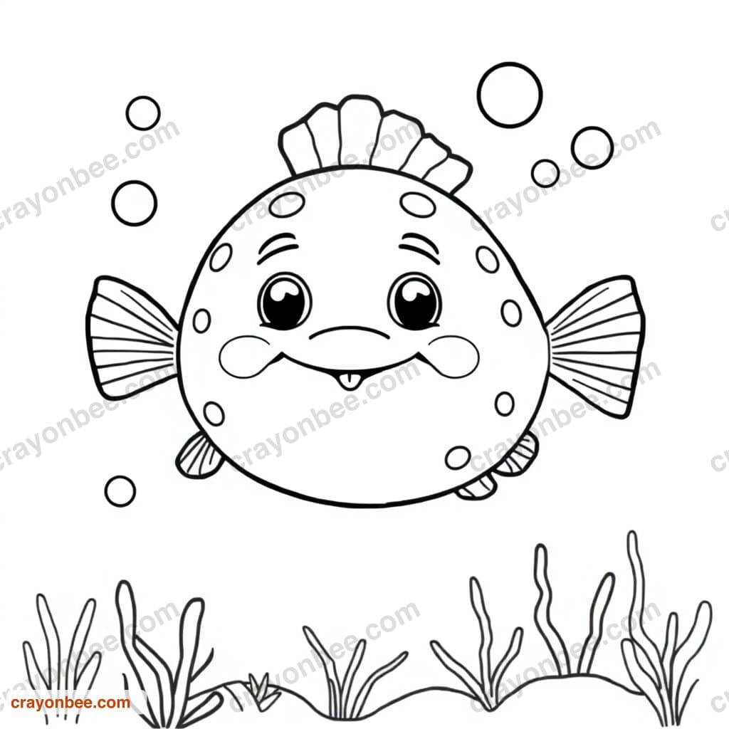 Pufferfish Coloring Page — Free Printable PDF