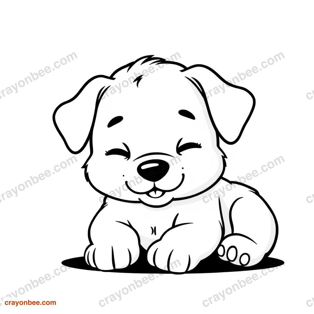 Puppy Sleeping Coloring Page — Free Printable PDF