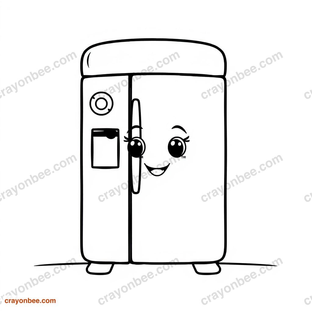 Refrigerator With Magnets Coloring Page — Free Printable PDF