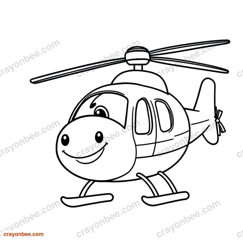 Rescue Helicopter Coloring Page — Free Printable PDF