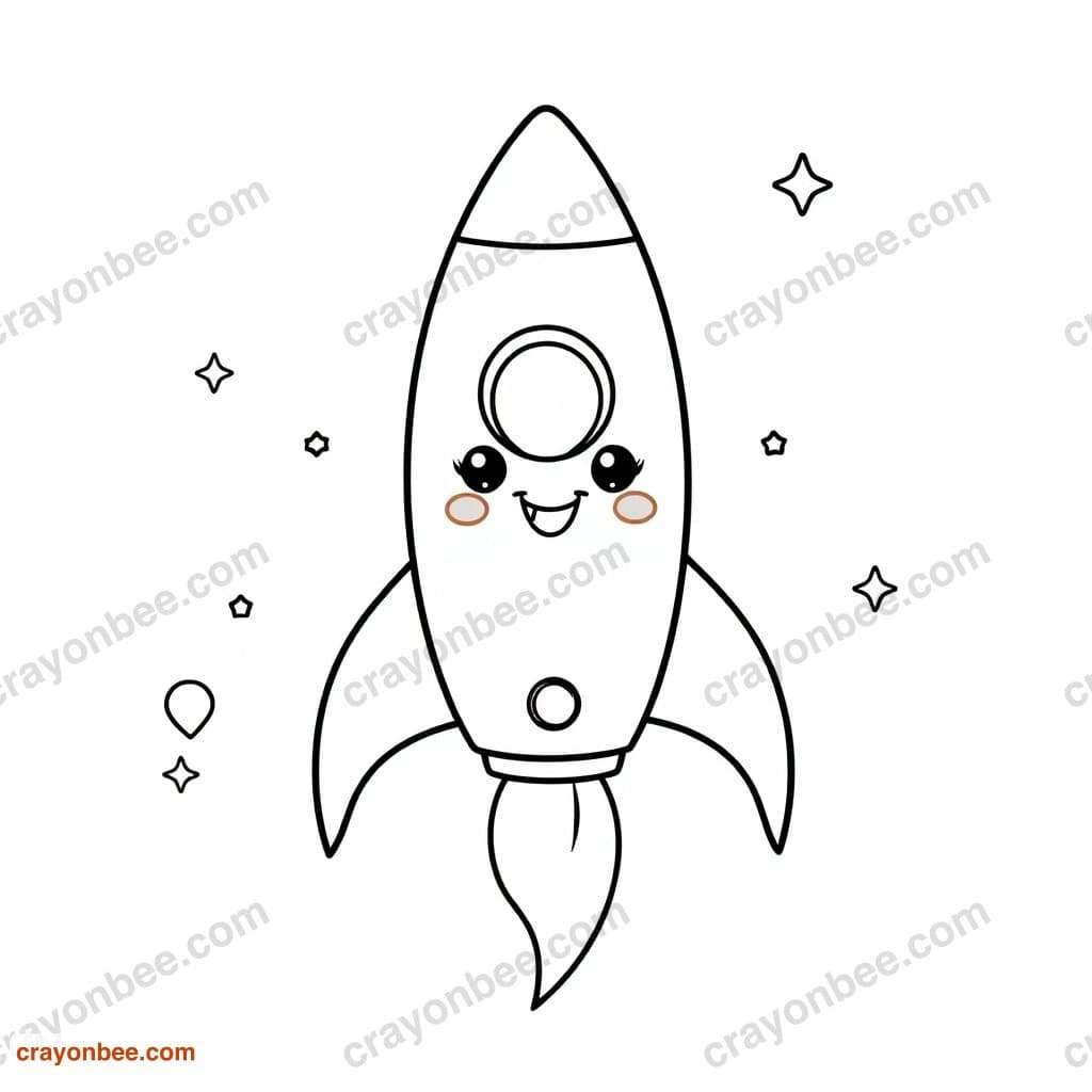 Rocket Ship Coloring Page — Free Printable PDF