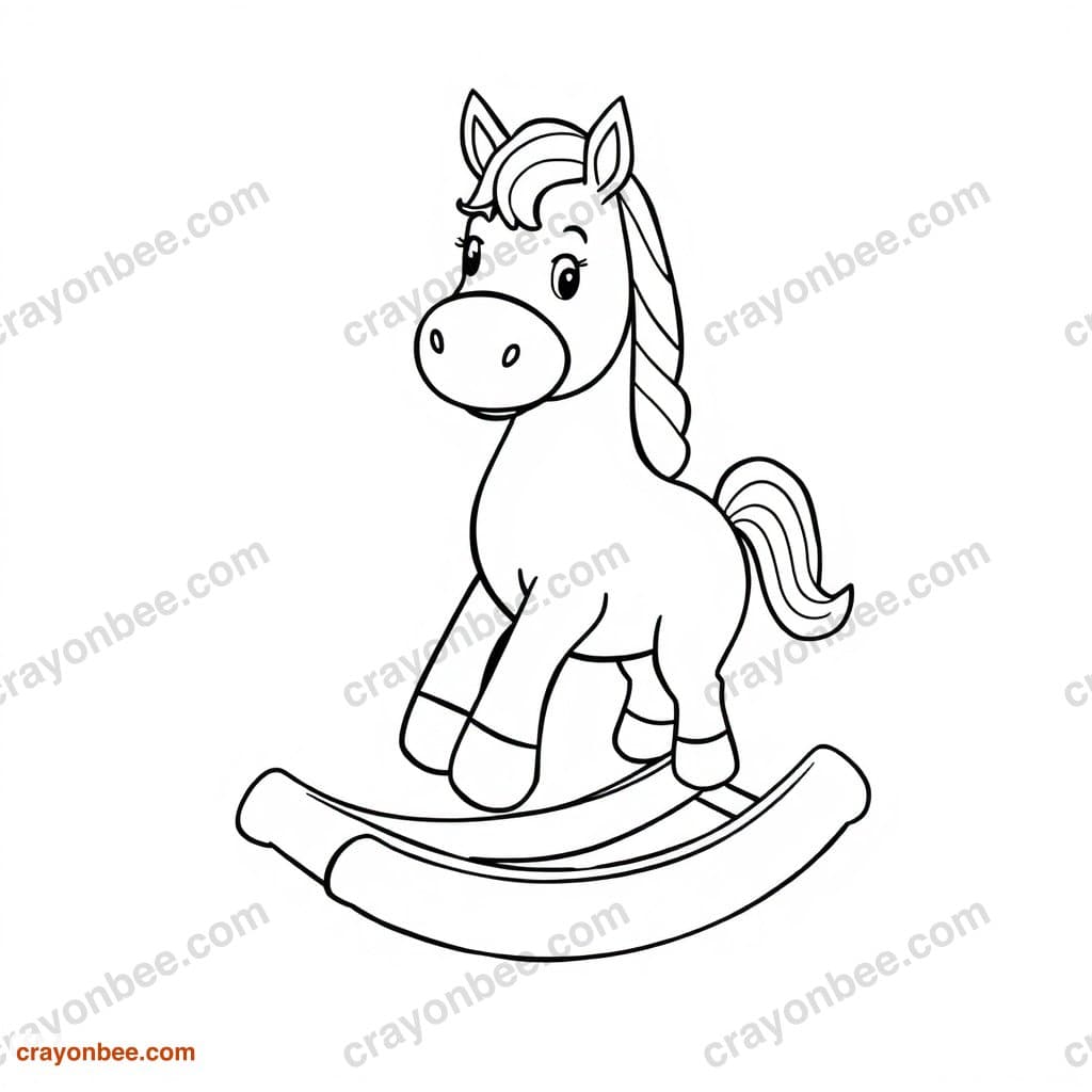 Rocking Horse Coloring Page — Free Printable PDF