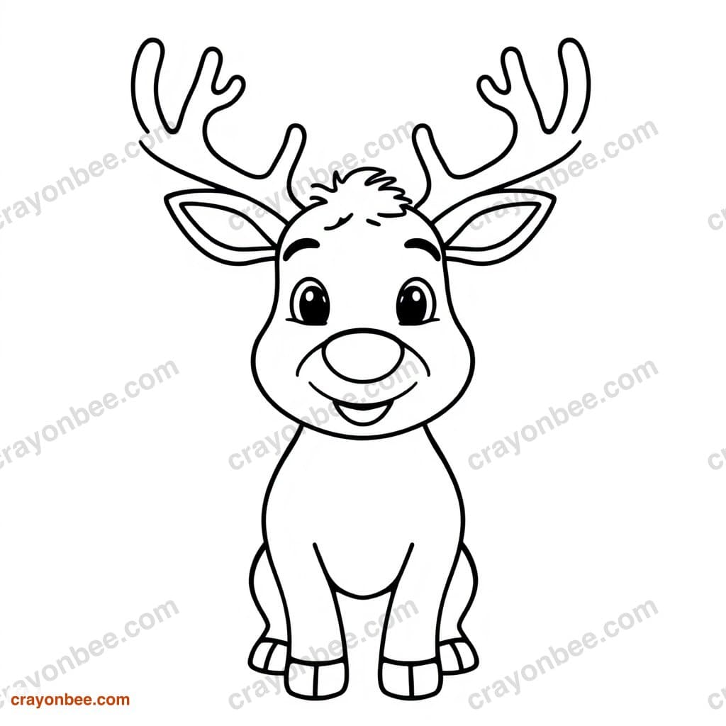 Rudolph Reindeer Coloring Page — Free Printable PDF