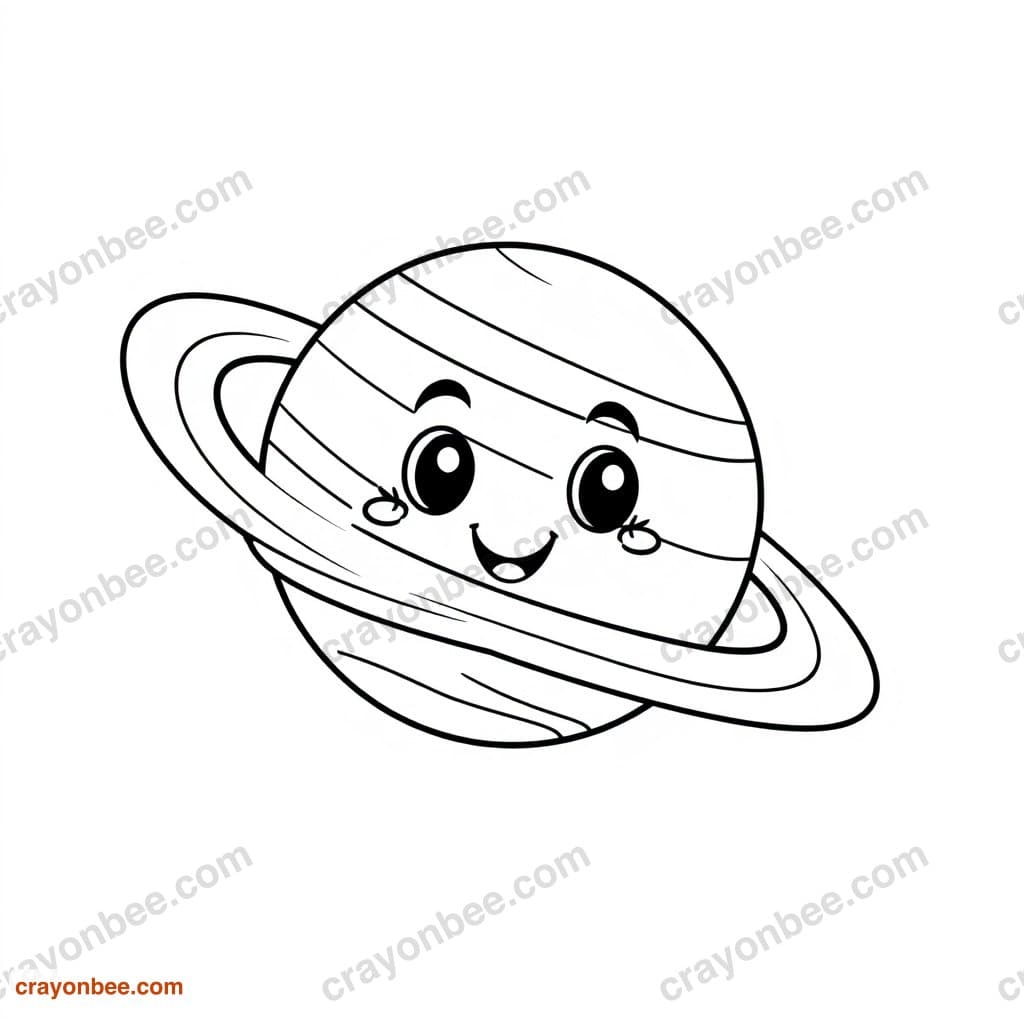 Saturn With Rings Coloring Page — Free Printable PDF