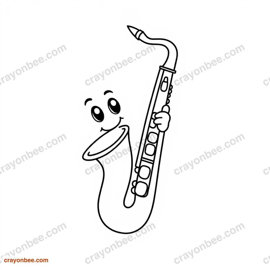 Saxophone Coloring Page — Free Printable PDF