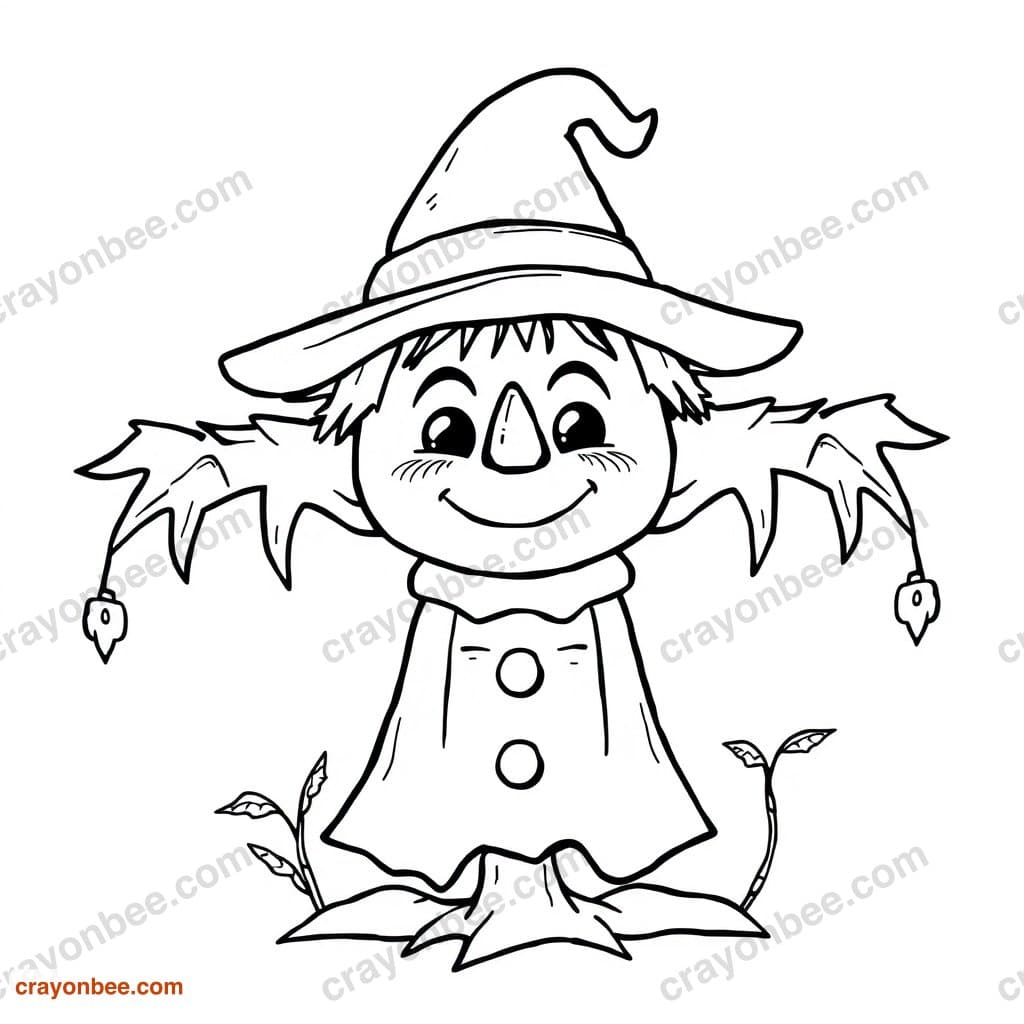 Scarecrow Coloring Page — Free Printable PDF