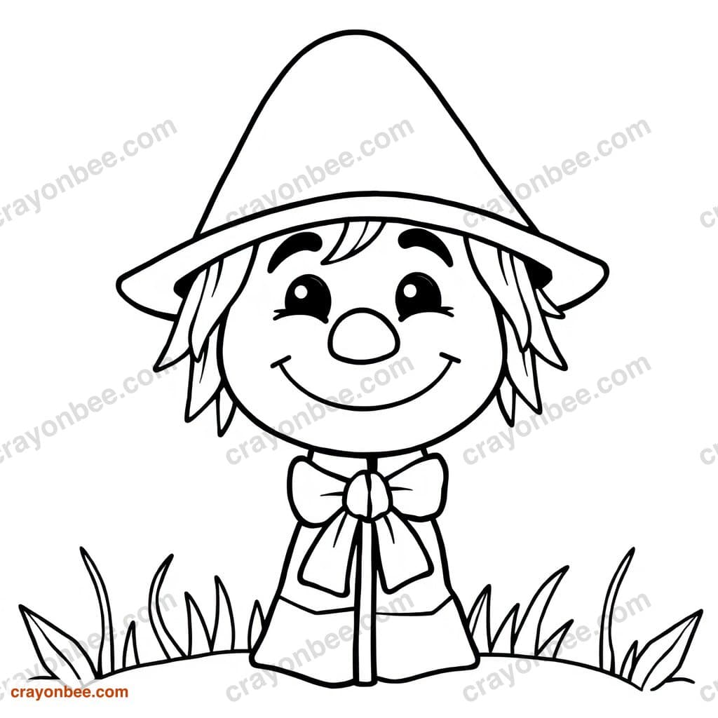 Scarecrow Friendly Coloring Page — Free Printable PDF