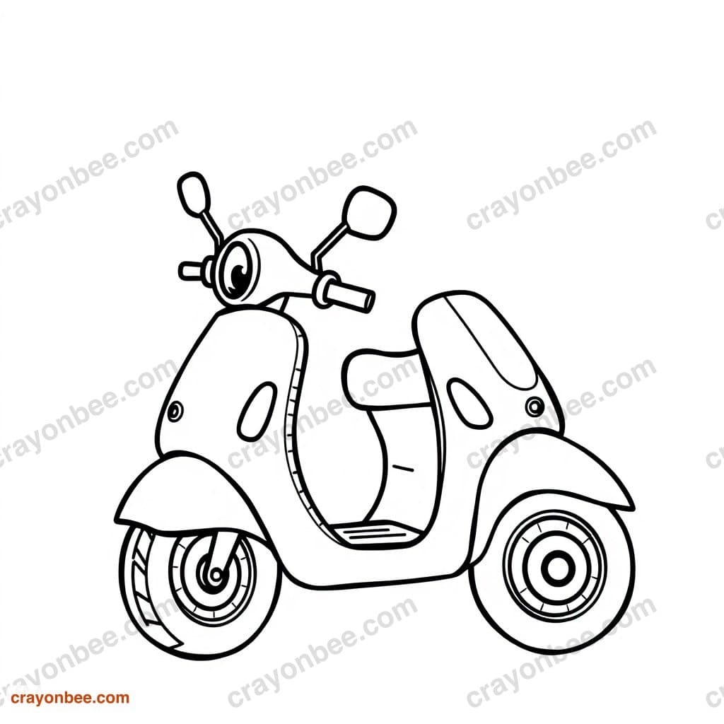 Scooter Coloring Page — Free Printable PDF