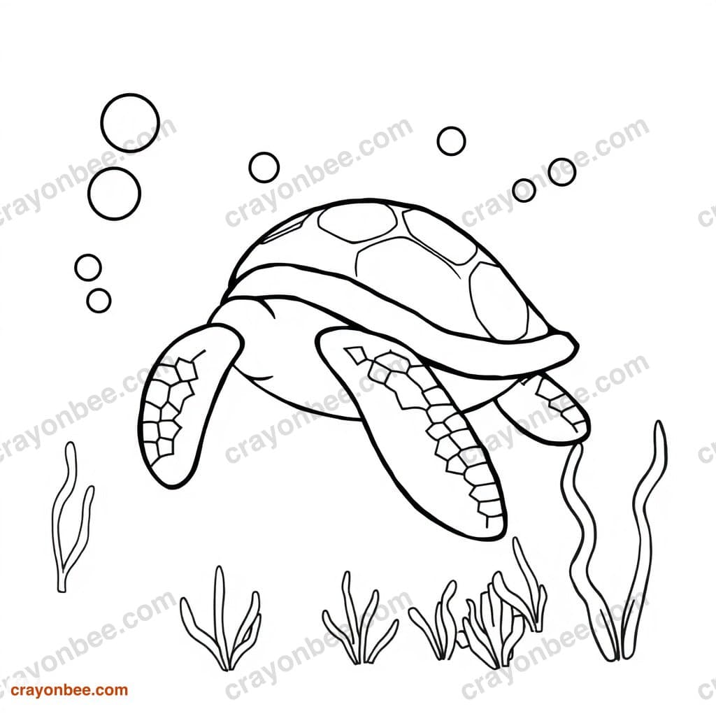 Sea Turtle Coloring Page — Free Printable PDF