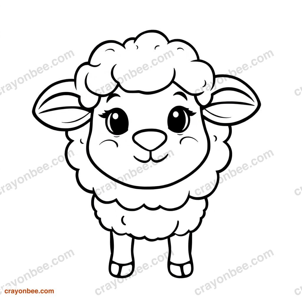 Sheep With Wool Coloring Page — Free Printable PDF