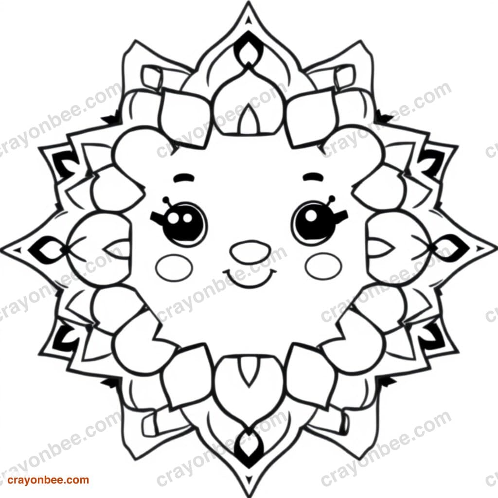 Simple Geometric Mandala Coloring Page — Free Printable PDF