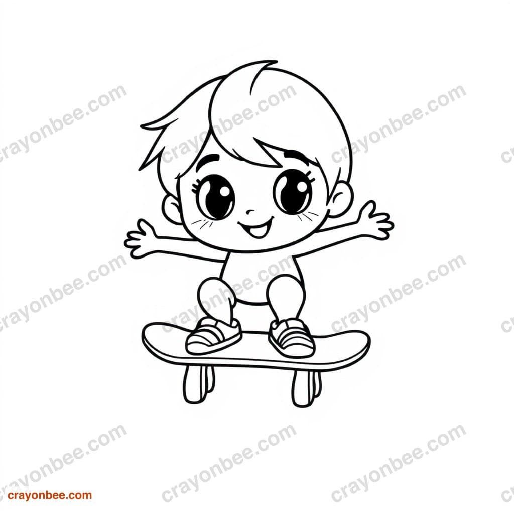 Skateboard Coloring Page — Free Printable PDF