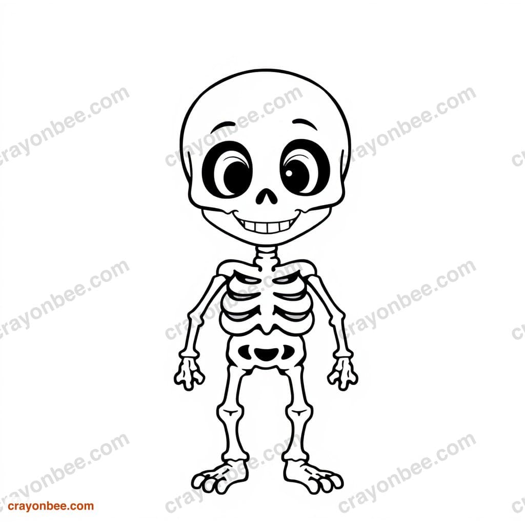 Skeleton Friendly Coloring Page — Free Printable PDF